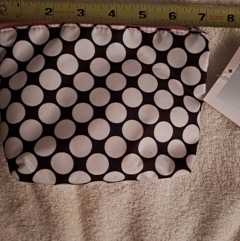 NEW Modella By Conair, Black and White Polka Dot Cosmetic Bag